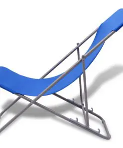 vidaXL Folding Beach Chairs 2 pcs Powder-coated Steel Blue