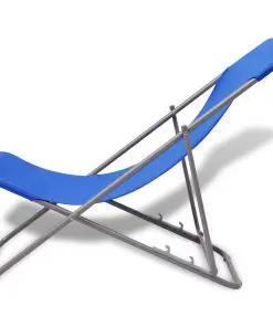 vidaXL Folding Beach Chairs 2 pcs Powder-coated Steel Blue