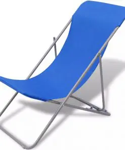 vidaXL Folding Beach Chairs 2 pcs Powder-coated Steel Blue