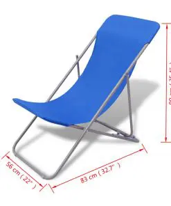 vidaXL Folding Beach Chairs 2 pcs Powder-coated Steel Blue