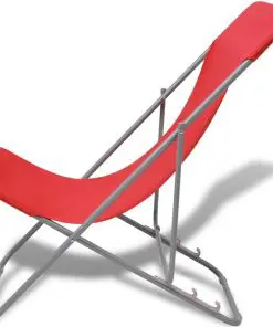 vidaXL Folding Beach Chairs 2 pcs Powder-coated Steel Red