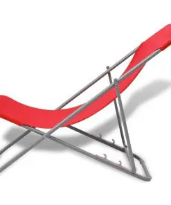 vidaXL Folding Beach Chairs 2 pcs Powder-coated Steel Red