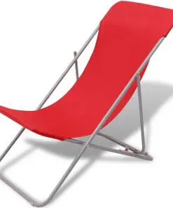 vidaXL Folding Beach Chairs 2 pcs Powder-coated Steel Red