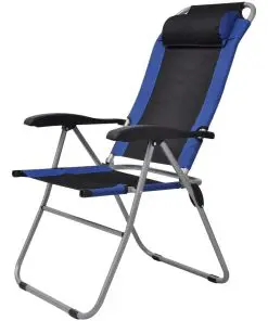vidaXL Reclining Camping Chairs 2 pcs Blue and Black
