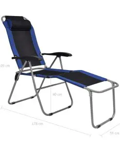 vidaXL Reclining Camping Chairs 2 pcs Blue and Black