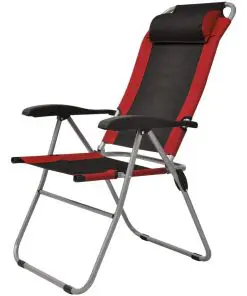 vidaXL Reclining Camping Chairs 2 pcs Red and Black