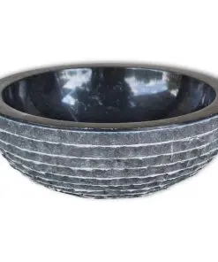 vidaXL Basin Marble 40 cm Black