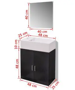 vidaXL Three Piece Bathroom Furniture and Basin Set Black