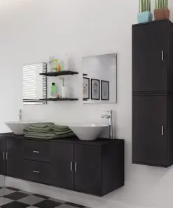 vidaXL Nine Piece Bathroom Furniture and Basin Set Black
