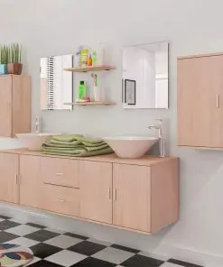 vidaXL Nine Piece Bathroom Furniture and Basin Set Beige