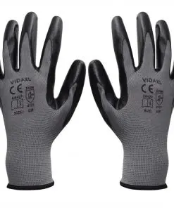 vidaXL Work Gloves Nitrile 24 Pairs Grey and Black Size 8/M