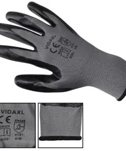 vidaXL Work Gloves Nitrile 24 Pairs Grey and Black Size 10/XL