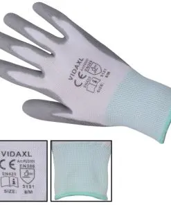 vidaXL Work Gloves PU 24 Pairs White and Grey Size 8/M