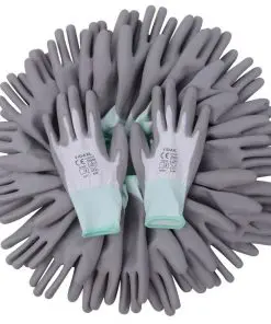 vidaXL Work Gloves PU 24 Pairs White and Grey Size 8/M