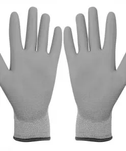 vidaXL Work Gloves PU 24 Pairs White and Grey Size 9/L