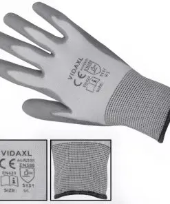 vidaXL Work Gloves PU 24 Pairs White and Grey Size 9/L