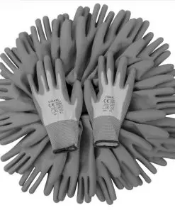 vidaXL Work Gloves PU 24 Pairs White and Grey Size 9/L