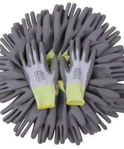 vidaXL Work Gloves PU 24 Pairs White and Grey Size 10/XL