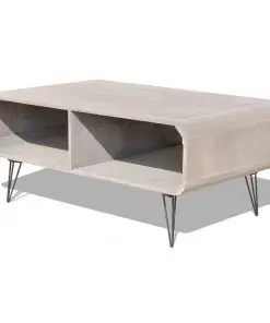 vidaXL Coffee Table 90×55.5×38.5 cm Solid Paulownia Wood Grey