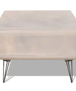 vidaXL Coffee Table 90×55.5×38.5 cm Solid Paulownia Wood Grey