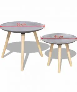 vidaXL Two Piece Side Table/Coffee Table Set 55 cm&44 cm Concrete Grey