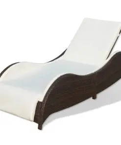vidaXL Sun Lounger with Cushion Poly Rattan Brown