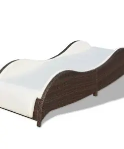 vidaXL Sun Lounger with Cushion Poly Rattan Brown