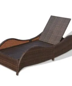 vidaXL Sun Lounger with Cushion Poly Rattan Brown