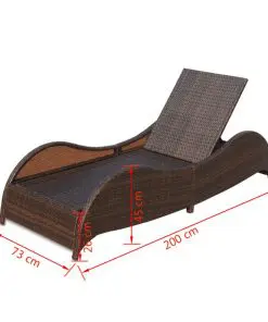 vidaXL Sun Lounger with Cushion Poly Rattan Brown
