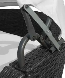 vidaXL Sun Lounger with Canopy Poly Rattan Black