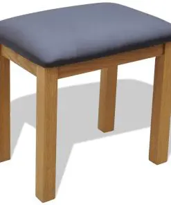 vidaXL Dressing Table with Stool Solid Oak Wood