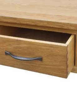 vidaXL Dressing Table with Stool Solid Oak Wood