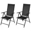 vidaXL Folding Garden Chairs 2 pcs Aluminium and Textilene Black