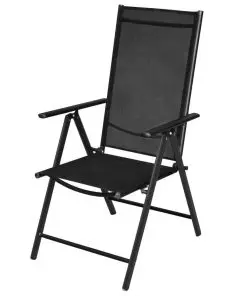 vidaXL Folding Garden Chairs 2 pcs Aluminium and Textilene Black