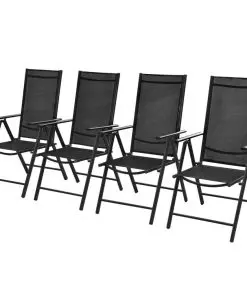 vidaXL Folding Garden Chairs 4 pcs Aluminium and Textilene Black