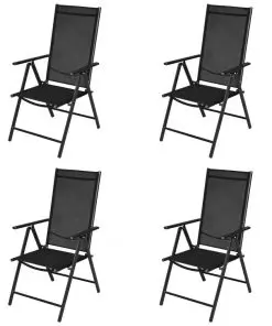 vidaXL Folding Garden Chairs 4 pcs Aluminium and Textilene Black