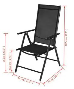 vidaXL Folding Garden Chairs 4 pcs Aluminium and Textilene Black