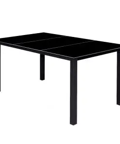 vidaXL 7 Piece Outdoor Dining Set with Folding Chairs Aluminium Black