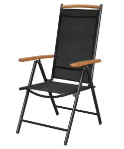 vidaXL 7 Piece Outdoor Dining Set with Folding Chairs Aluminium Black