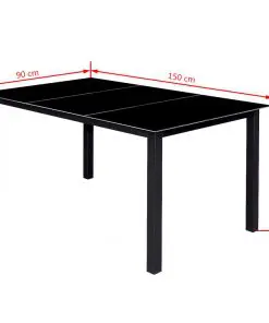 vidaXL 7 Piece Outdoor Dining Set with Folding Chairs Aluminium Black
