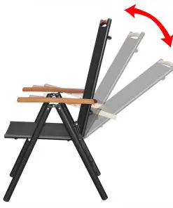 vidaXL 9 Piece Outdoor Dining Set with Folding Chairs Aluminium Black