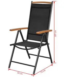 vidaXL 9 Piece Outdoor Dining Set with Folding Chairs Aluminium Black