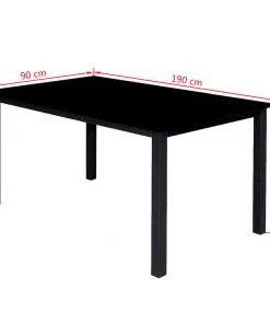 vidaXL 9 Piece Outdoor Dining Set with Folding Chairs Aluminium Black