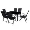 vidaXL 7 Piece Outdoor Dining Set with Folding Chairs Aluminium Black