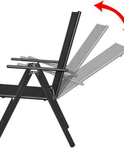 vidaXL 7 Piece Outdoor Dining Set with Folding Chairs Aluminium Black