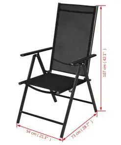vidaXL 7 Piece Outdoor Dining Set with Folding Chairs Aluminium Black