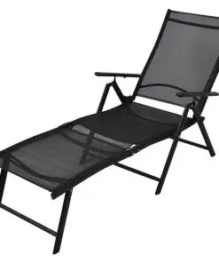 vidaXL Folding Sun Lounger Aluminium Black