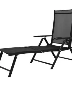 vidaXL Folding Sun Lounger Aluminium Black