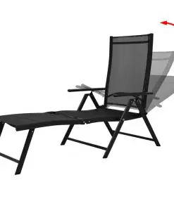 vidaXL Folding Sun Lounger Aluminium Black