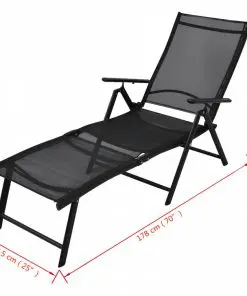 vidaXL Folding Sun Lounger Aluminium Black